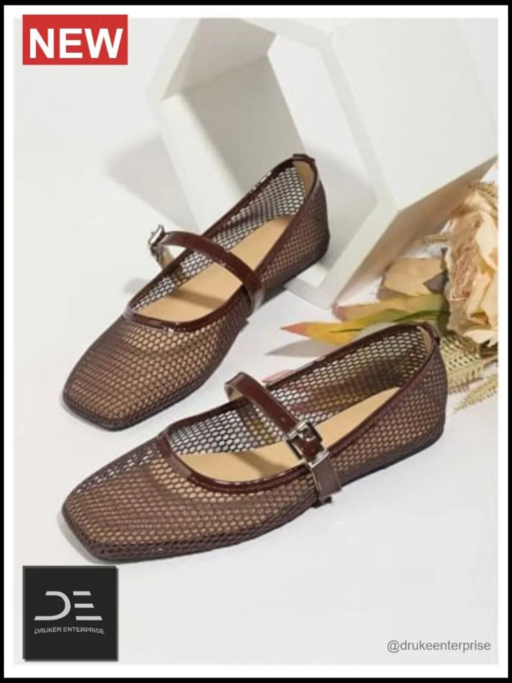 Women's Mesh Ballet Flats Comfortable Dressy Trendy Square Toe Maryjane Flats